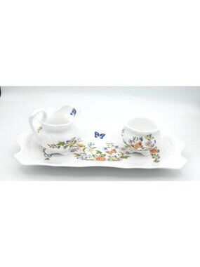Cottage Garden by Aynsley Large Sandwich Tray Vine Shaped Cream and Sugar AYNOGA